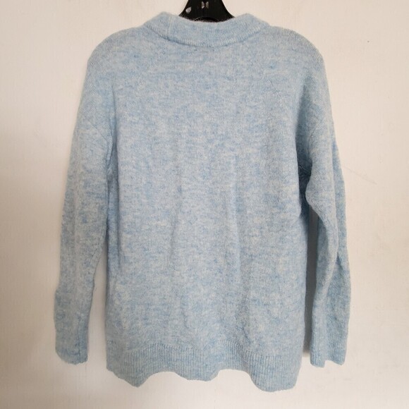 Witchery Wool Mohair Heathered Baby Blue Pullover Mock Neck Sweater Size XXS - Picture 3 of 11
